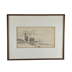 SCUOLA ITALIANA, Neapolitan View with Vesuvius Eruption
