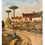 F.Sarria, Rural scene with peasants - F. Sarria