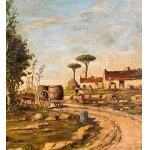 F.Sarria, Rural scene with peasants - F. Sarria