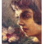 Giuseppe Ferrari, Portrait of a Woman with Flowers - Giuseppe Ferrari