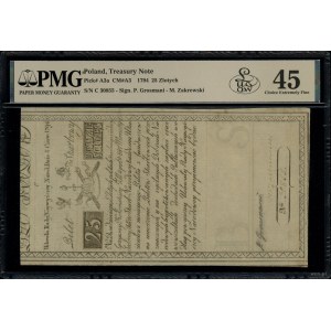 25 złotych polskich, 8.06.1794; seria C, numeracja 3085...