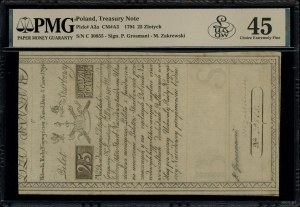 25 złotych polskich, 8.06.1794; seria C, numeracja 3085...
