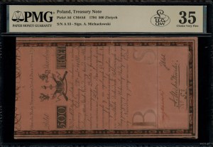500 złotych polskich, 8.06.1794; seria A, numeracja 53,...