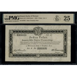 1 talar, 1.12.1810; seria A, numeracja 89705; podpis ko...