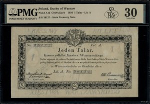 1 talar, 1.12.1810; seria A, numeracja 36127, podpis ko...