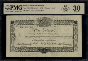 5 talarów, 1.12.1810; seria C, numeracja 37350, podpis ...