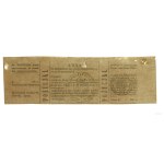 Kwit tymczasowy pożyczki, (1863); niewypełniony blankie...
