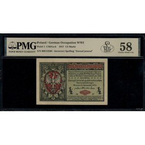 1/2 Polish stamp, Dec. 9, 1916; general, Series B, numbers...