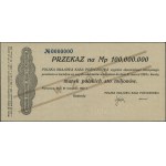 Przekaz na 100.000.000 marek polskich, 20.11.1923; bez ...