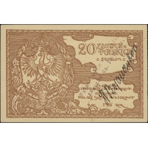 Polski Skarb Wojskowy; Bon na 20 złotych = 3 ruble, 191...