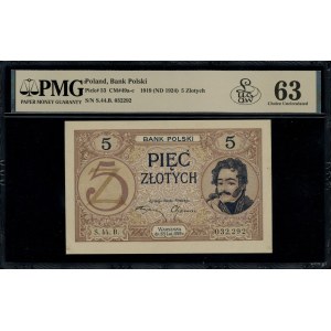 5 złotych, 28.02.1919; seria 44.B., numeracja 032,528; ...