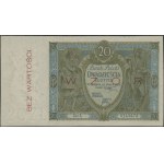 20 złotych, 1.03.1926; seria S., numeracja 0245678, cze...