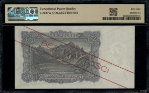 20 złotych, 2.01.1928; niewprowadzony do obiegu banknot...