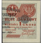 Bilet zdawkowy - 1 grosz, 28.04.1924; seria W, numeracj...