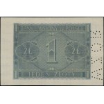 1 złoty, 1.03.1940; seria D, numeracja 0000000, perfora...