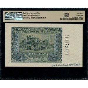 50 złotych, 1.03.1940; seria A, numeracja 0000000, pion...