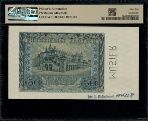 50 złotych, 1.03.1940; seria A, numeracja 0000000, pion...