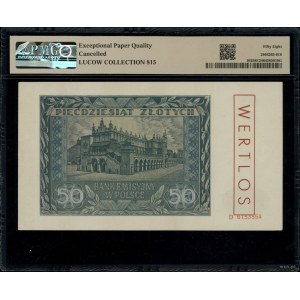 50 złotych, 1.08.1941; seria D, numeracja 6153554, czer...