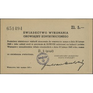 Świadectwo wykonania obowiązku kontrybucyjnego na kwotę...