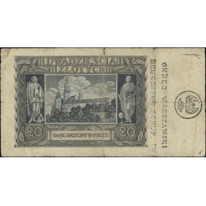 20 złotych, 1.03.1940; seria D, numeracja 9176829, z na...