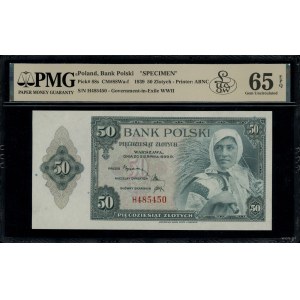 50 złotych, 20.08.1939; seria H, numeracja 485450; Luco...