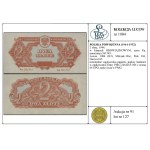 2 zlote, 1944; with the word OBOWIĄZKOWE (mandatory) on it, Ка series, number...
