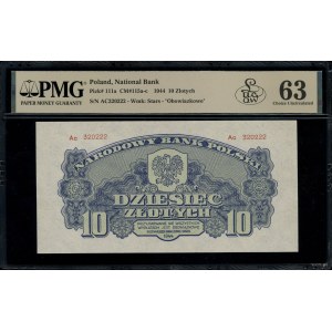 10 złotych, 1944; w klauzuli OBOWIĄZKOWE, bardzo rzadka...