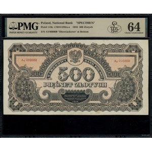 500 złotych, 1944; w klauzuli OBOWIĄZKOWE, seria Ay, nu...