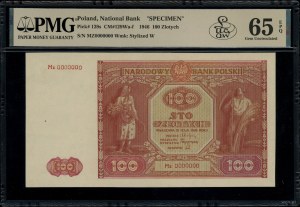 100 złotych, 15.05.1946; seria Mz, numeracja 0000000, w...