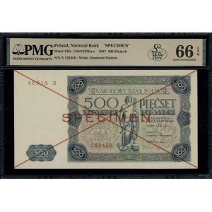 500 złotych, 15.07.1947; seria X, numeracja 123456, cze...