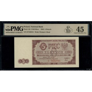 5 Złoty, 1.7.1948; Serie D, Nummer 7102916; Lucow...