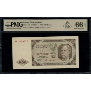 10 złotych, 1.07.1948; bardzo rzadka seria AE, numeracj...