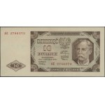 10 złotych, 1.07.1948; bardzo rzadka seria AE, numeracj...