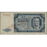 20 złotych, 1.07.1948; seria A, numeracja 0000000, obus...