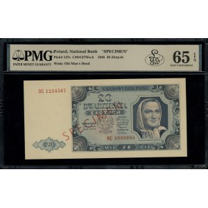 20 złotych, 1.07.1948; seria BC, numeracja 1234567 / 89...
