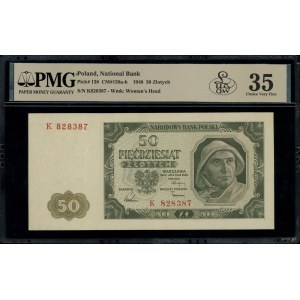 50 zlotých, 1. 7. 1948; séria K, číslovanie 828387; Lucow...