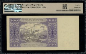 100 złotych, 1.07.1948; próba kolorystyczna (fioletowo-...