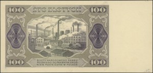 100 złotych, 1.07.1948; próba kolorystyczna sklejona z ...