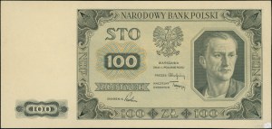 100 złotych, 1.07.1948; próba kolorystyczna sklejona z ...