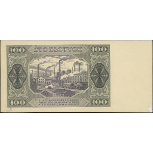 100 złotych, 1.07.1948; próba kolorystyczna sklejona z ...