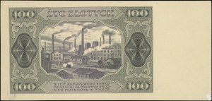 100 złotych, 1.07.1948; próba kolorystyczna sklejona z ...