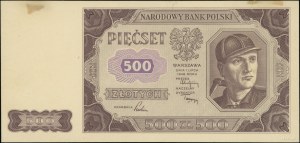 500 złotych, 1.07.1948; próba kolorystyczna sklejona z ...