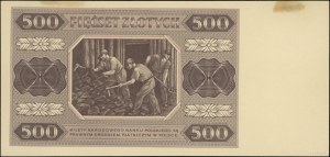 500 złotych, 1.07.1948; próba kolorystyczna sklejona z ...