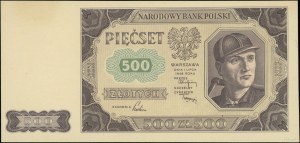 500 złotych, 1.07.1948; próba kolorystyczna sklejona z ...
