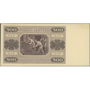 500 złotych, 1.07.1948; próba kolorystyczna sklejona z ...