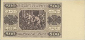 500 złotych, 1.07.1948; próba kolorystyczna sklejona z ...