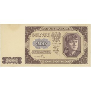 500 złotych, 1.07.1948; próba kolorystyczna sklejona z ...