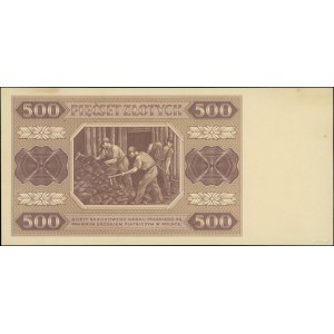 500 złotych, 1.07.1948; próba kolorystyczna sklejona z ...
