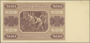 500 złotych, 1.07.1948; próba kolorystyczna sklejona z ...