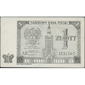 Projekt banknotu o nominale 1 złoty, 1.07.1955; seria A...